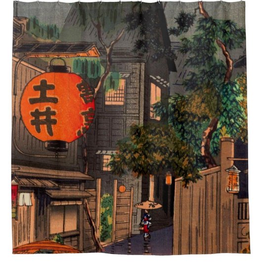 avond te ushigome door tsuchiya Koitsu Douchegordijn (Voorkant)