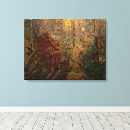 Avond - The Watch by Vincent van Gogh Canvas Afdruk (Insitu (Houten vloer))