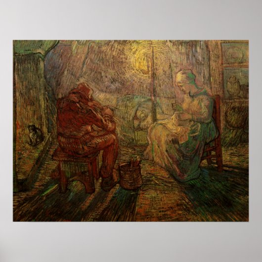 Avond - The Watch by Vincent van Gogh Poster (Voorkant)