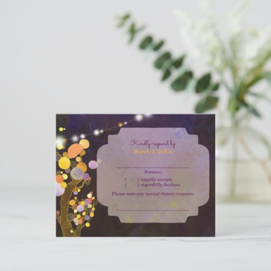 Avond Tuin String Lights Bruiloft RSVP (Staand voorkant)