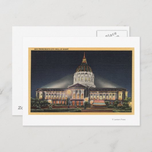 Avond Uitzicht van het stadhuis Briefkaart (Voorkant / Achterkant)