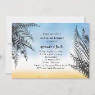 Avond Waterverf Palm Leaves Rehearsal Dinner Kaart