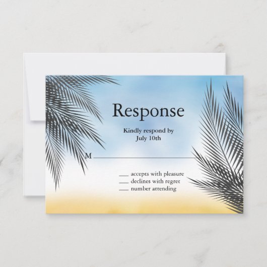 Avond Waterverf Palm Leaves RSVP Kaartje (Voorkant)