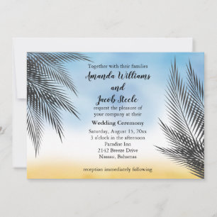 Avond Waterverf Palm Leaves Wedding Kaart
