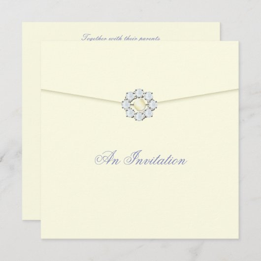 Avond Weddenschap Uitnodiging Pearl & Diamond Broa (Voorkant / Achterkant)