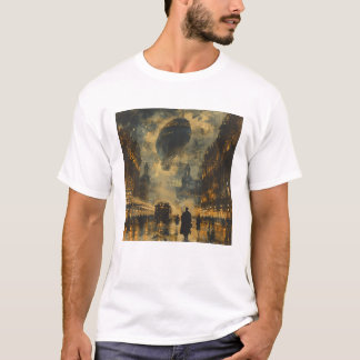 Avondaankomst - een steampunk straatbeeld t-shirt