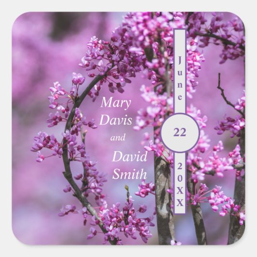 Avondale Redbud Art Wedding Vierkante Sticker (Voorkant)
