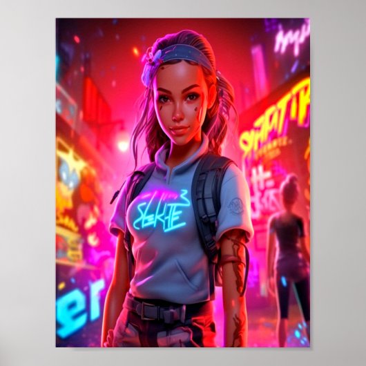 Avondavontuur in Neo-City Poster (Voorkant)