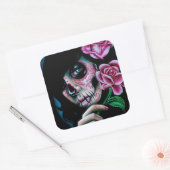 Avondbloeidag van de dode suikerschedel meisje vierkante sticker (Envelop)