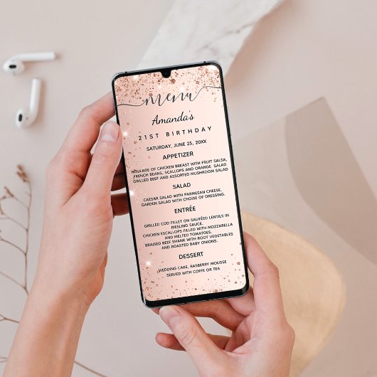 avonddiner roos gouden glitter-kaart kaart