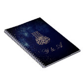 Avondhemel Astrale Gouden Sterren Blauwe Huwelijk Notitieboek (Rechterzijde)