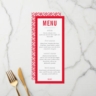 AVONDMAALTIJD MENU moderne metalen raster rood zwa