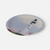 Avonds vuurtoren papieren bordje (Gekanteld)