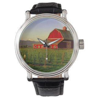 Avondse zon op een schuur in Washington Skagit Horloge