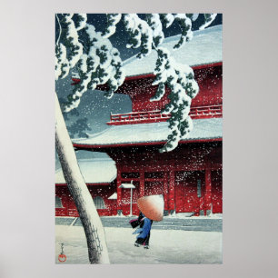 Avondsneeuw bij de Edo-rivier Hasui Kawase Circa 1 Poster