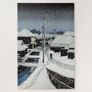 Avondsneeuw in Terajima Village Hasui Kawase Legpuzzel