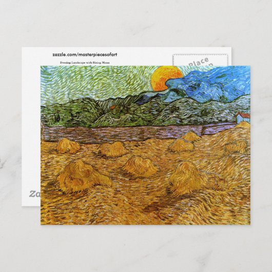 "Avondste landschap stijgend maan", Van Gogh Fine  Briefkaart (Voorkant / Achterkant)