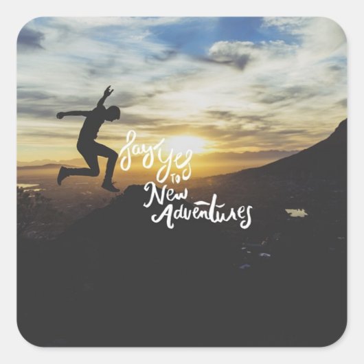 avonturen vierkante sticker (Voorkant)
