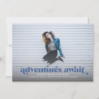 Avonturen wachten (blauw) diploma-uitnodiging