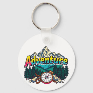 Avonturenberg – Outdoor Wandelen Natuur Design Sleutelhanger