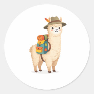 Avontuur Alpaca Ronde Sticker