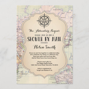 Avontuur Baby shower door Mail Map Travel World Kaart