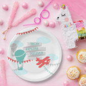 Avontuur Baby shower Vliegtuig en Ballon Papieren Bordje (Feest)