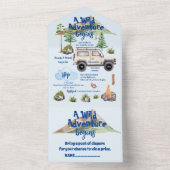 Avontuur Baby shower Waterverf Camper All In One Uitnodiging (Binnen)