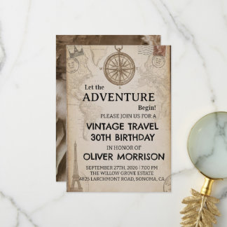 Avontuur Begin Vintage Reis Kaart Verjaardag
