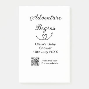 Avontuur begint baby shower scan QR code hart si Post-it® Notes
