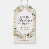 Avontuur begint Boho Floral Baby shower Dank u Cadeaulabel (Voorkant)