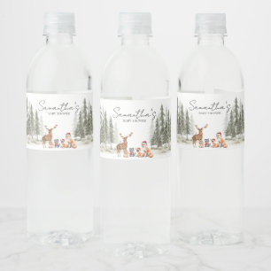 Avontuur begint bosdieren baby shower waterfles etiket