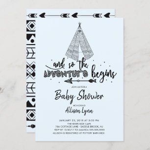 Avontuur begint Boys Baby shower Uitnodiging