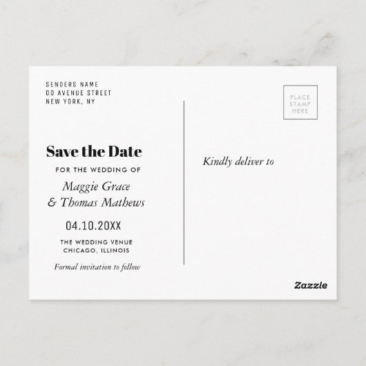 AVONTUUR BEGINT | Het briefkaart Datum opslaan (Achterkant)