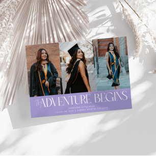 Avontuur Begint Lilac Grad Multi Foto Aankondiging