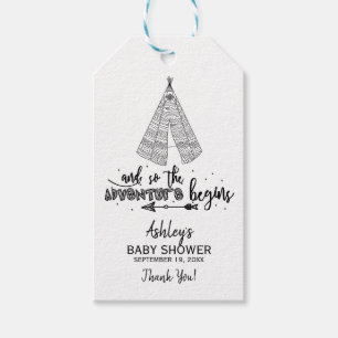 Avontuur begint Teepee Baby shower Favor Gift Labe Cadeaulabel