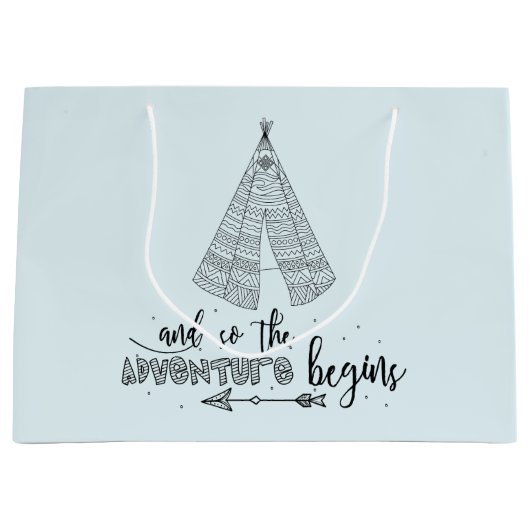 Avontuur Begint Teepee Baby shower Gift Bag Groot Cadeauzakje (Voorkant)