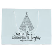 Avontuur Begint Teepee Baby shower Gift Bag Groot Cadeauzakje (Achterkant)