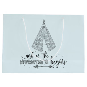 Avontuur Begint Teepee Baby shower Gift Bag Groot Cadeauzakje