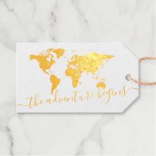Avontuur Begint Wereldkaart Bestemming Favor REAL Cadeaulabels