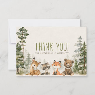 Avontuur Bos Kamperen Dieren Baby Shower Bedankkaart