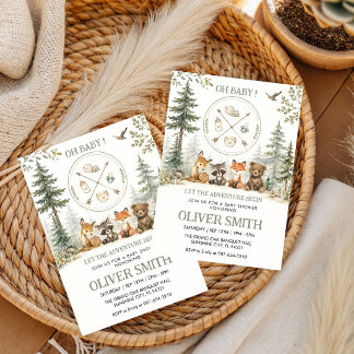 Avontuur Bos Kamperen Dieren baby shower Kaart