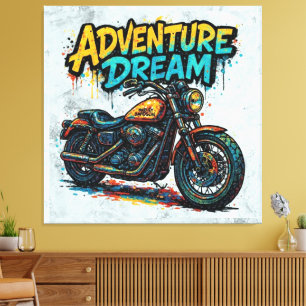 Avontuur Droomrit / Vintage Chopper Motorfiets Canvas Afdruk