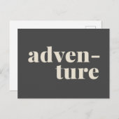 avontuur | Eenvoudige Inspirerend reisprijs grijs Briefkaart (Voorkant / Achterkant)