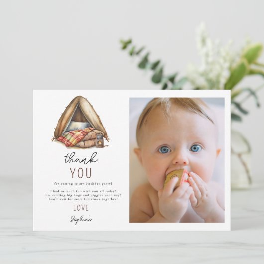 Avontuur Forest Camper Verjaardag Bedankkaart (Staand voorkant)