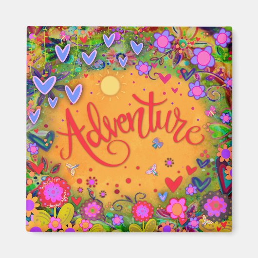 Avontuur Geel Leuk Bloemen Moderne Inspirivity Magneet (Voorkant)