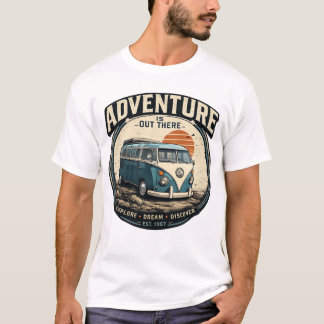 Avontuur is daar – Retro Camper Van Grafisch T-shirt