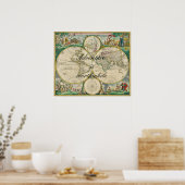 Avontuur is de moeite waard Oude Wereldkaart Reisq Poster (Keuken)