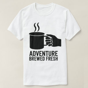 Avontuur koffiemok logo outdoor kampeerdesign t-shirt