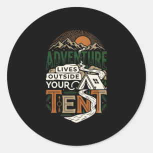 Avontuur leeft buiten tent kamperen wandelen ronde sticker